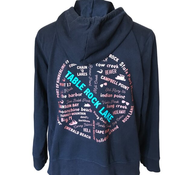 Table Rock Lake Hoodie, Women’s L Petite: Zip-Up Sweatshirt, Marinas Landmarks - Picture 4 of 11